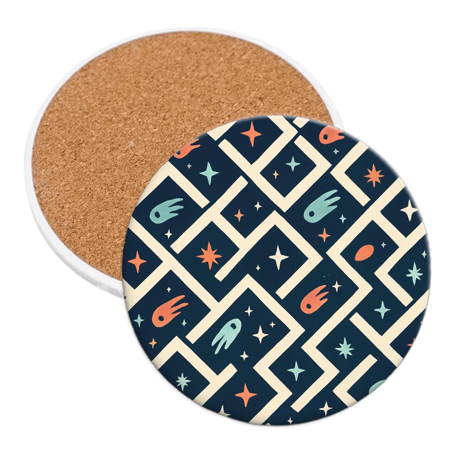 Orbiting Comet Chevron Lattice stone coaster collections