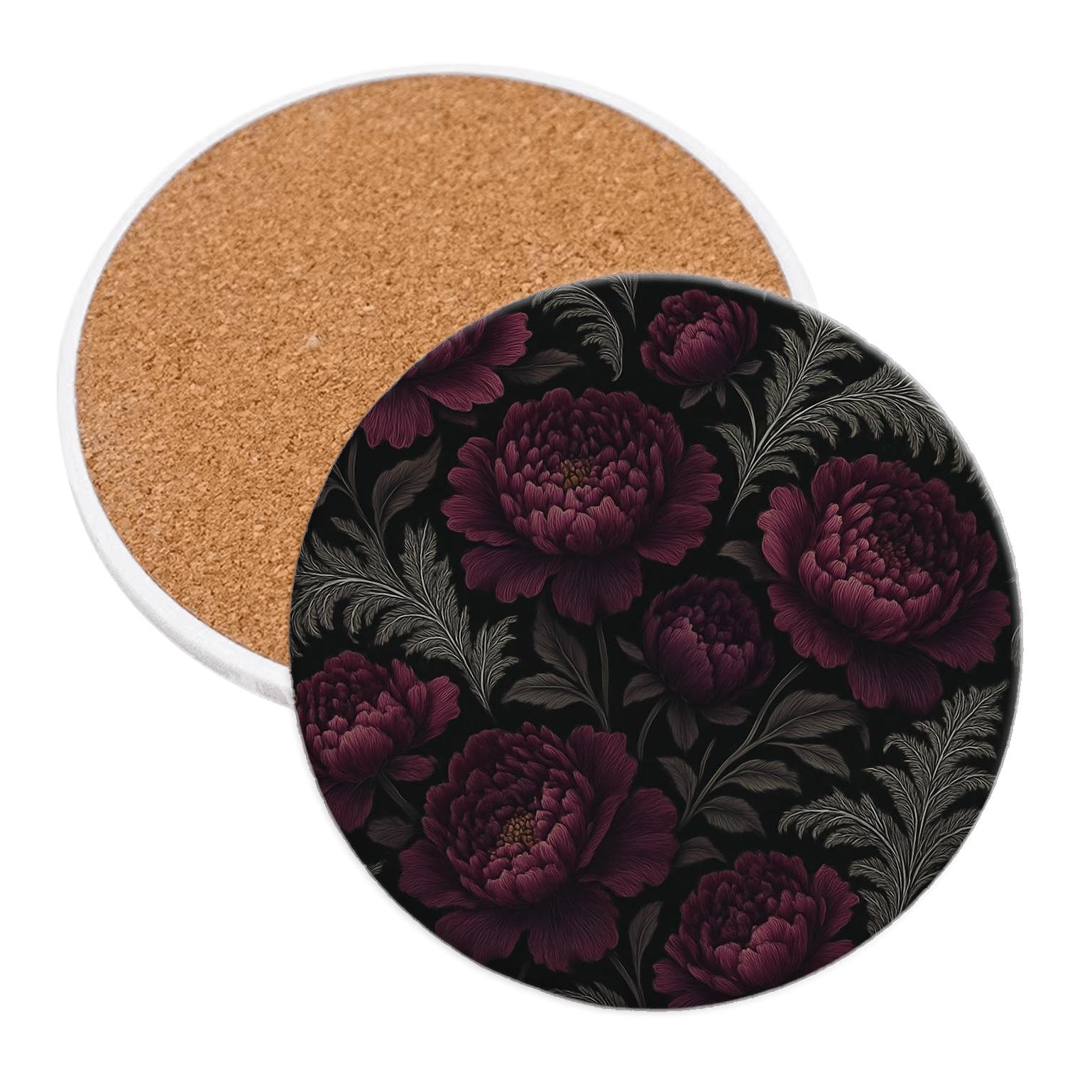 Midnight Peony And Silver Fern Filigree stone coaster collections