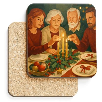 Candles On The Evergreen Table absorbent drink coasters