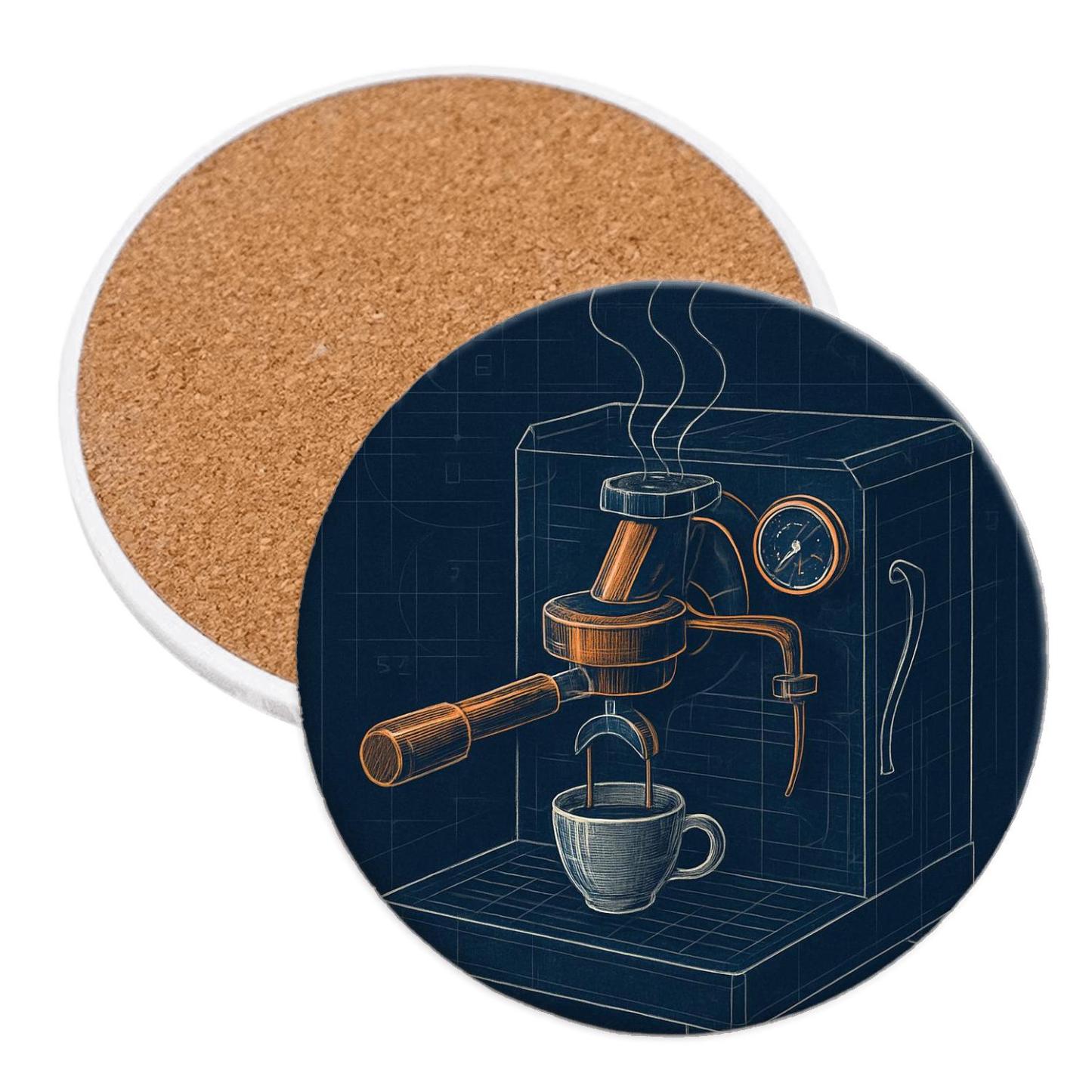 Night Shift Espresso Blueprint personalized drink coasters