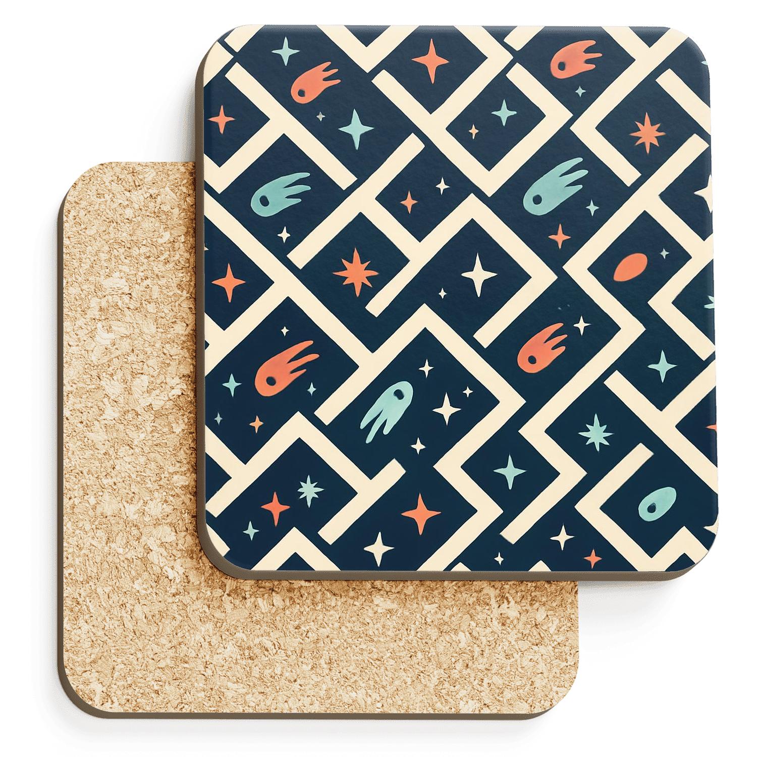 Orbiting Comet Chevron Lattice absorbent drink coasters