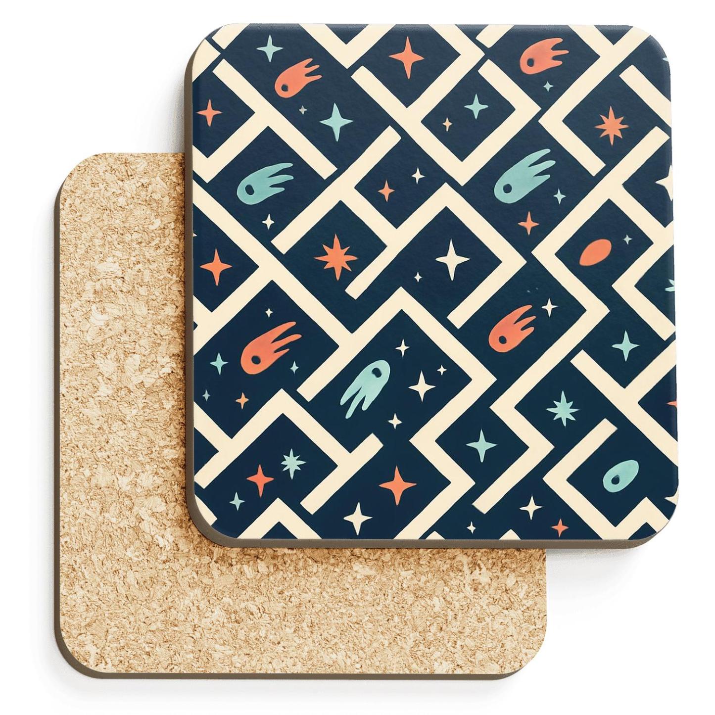 Orbiting Comet Chevron Lattice absorbent drink coasters