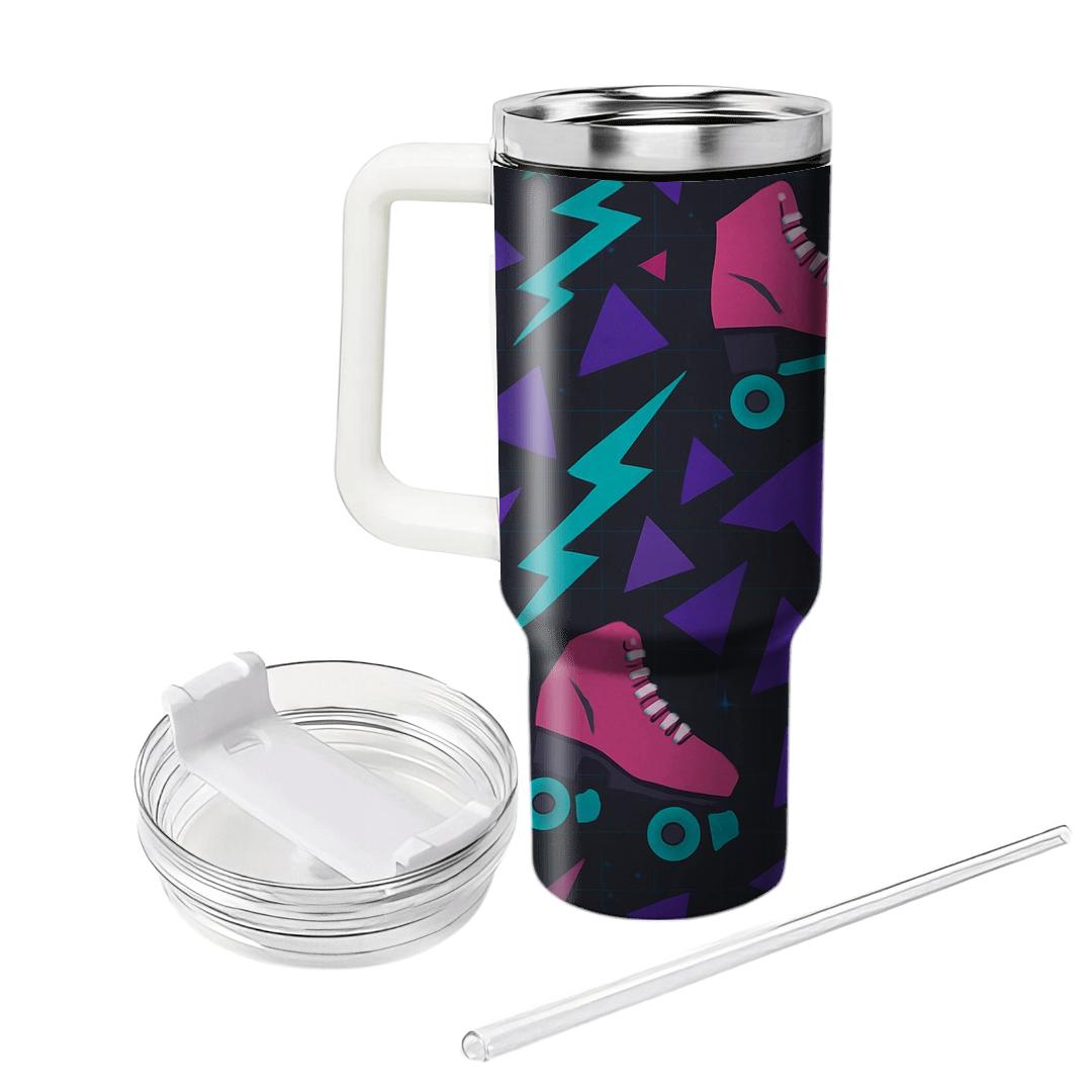 Roller Rink Neon Geometry travel tumblers