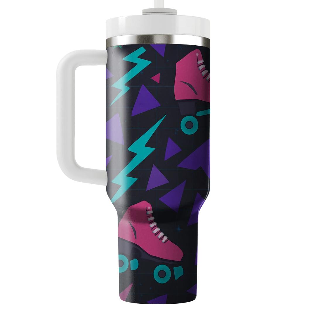 Roller Rink Neon Geometry travel tumblers