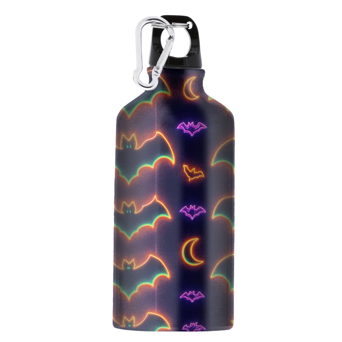 Neon Haunted Carnival Bat Mirror Stripes stylish sports bottles