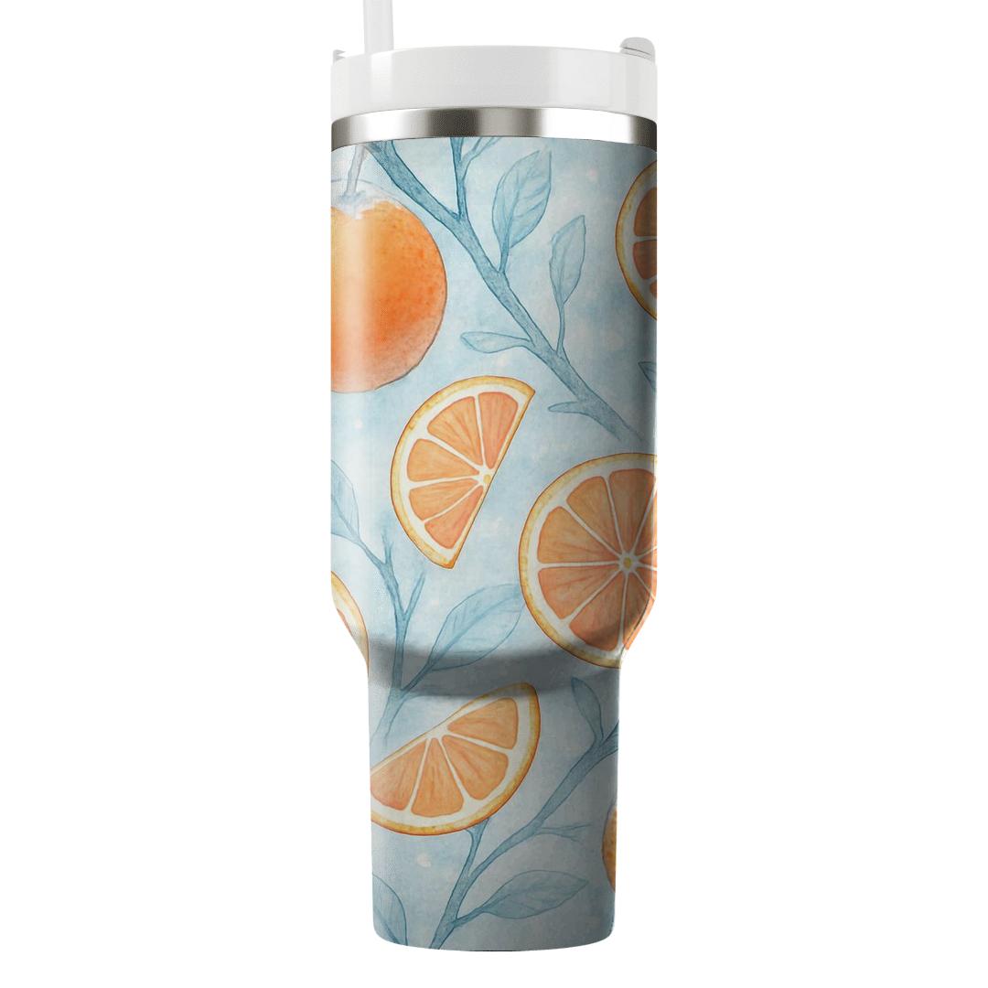 Frosted Citrus Winter Orchard decorative tumblers