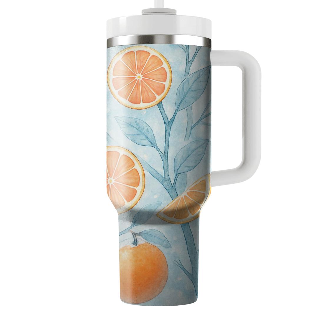 Frosted Citrus Winter Orchard decorative tumblers