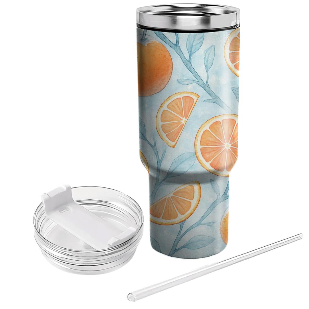 Frosted Citrus Winter Orchard decorative tumblers