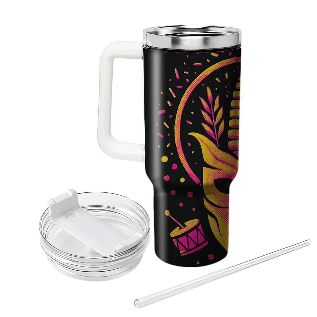 Glitch Harvest Masquerade A Neon Carnival Of Gratitude tumblers with lids