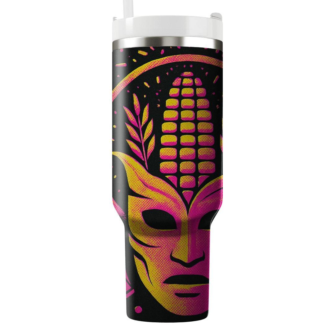 Glitch Harvest Masquerade A Neon Carnival Of Gratitude tumblers with lids