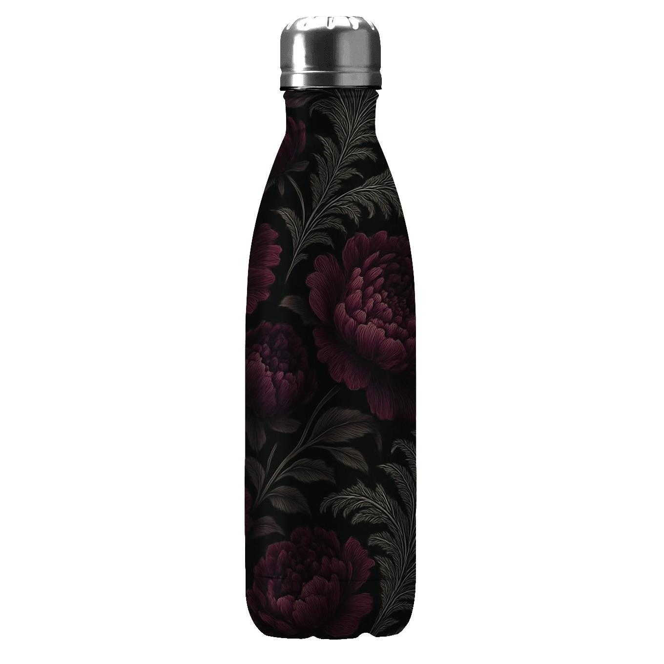 Midnight Peony And Silver Fern Filigree custom water bottles