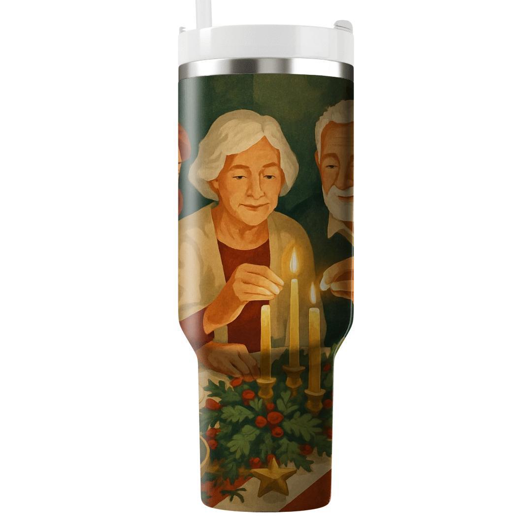 Candles On The Evergreen Table tumblers with lids