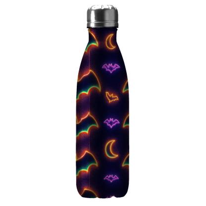 Neon Haunted Carnival Bat Mirror Stripes decorative water bottles