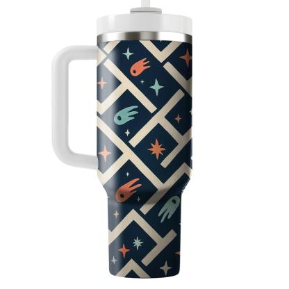 Orbiting Comet Chevron Lattice tumblers with lids