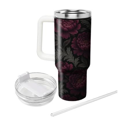 Midnight Peony And Silver Fern Filigree unique tumblers