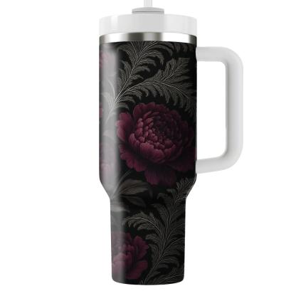 Midnight Peony And Silver Fern Filigree unique tumblers