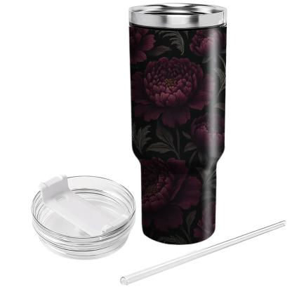 Midnight Peony And Silver Fern Filigree unique tumblers