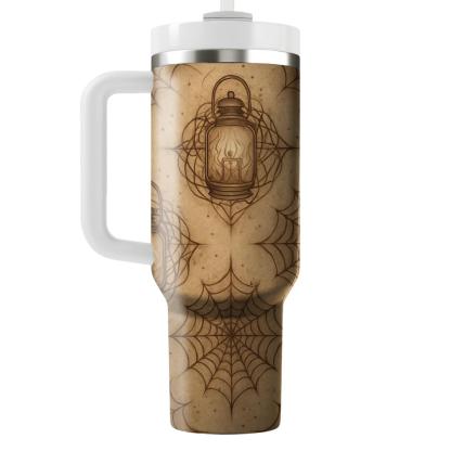 Sepia Parchment Lantern And Cobweb Lattice unique tumblers