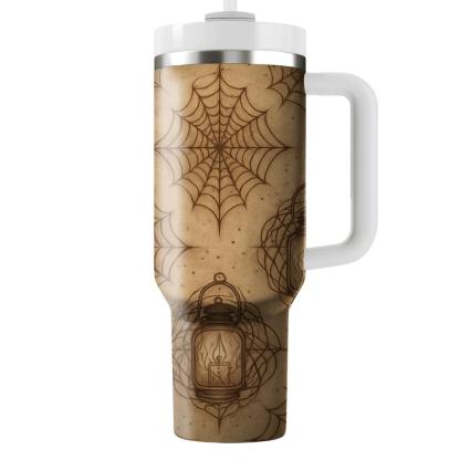 Sepia Parchment Lantern And Cobweb Lattice unique tumblers