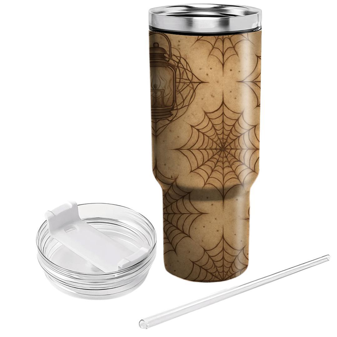 Sepia Parchment Lantern And Cobweb Lattice unique tumblers