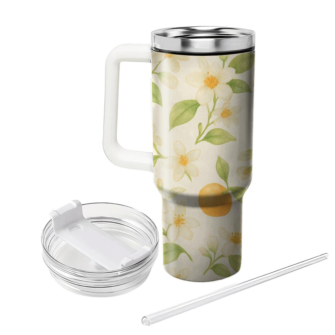 Citrus Blossom Meadow In Soft Watercolor insulated tumblers