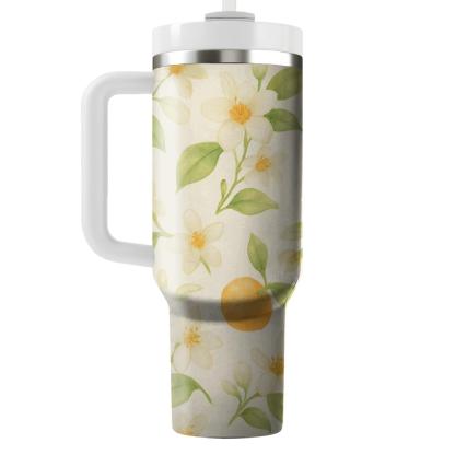 Citrus Blossom Meadow In Soft Watercolor insulated tumblers
