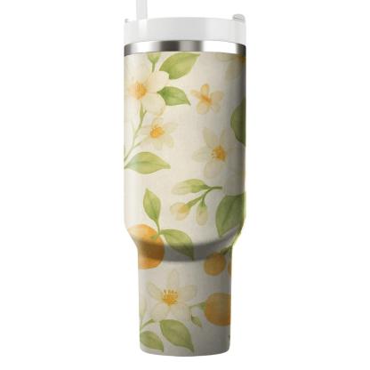 Citrus Blossom Meadow In Soft Watercolor insulated tumblers