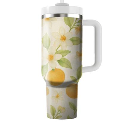 Citrus Blossom Meadow In Soft Watercolor insulated tumblers