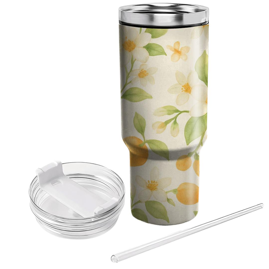 Citrus Blossom Meadow In Soft Watercolor insulated tumblers