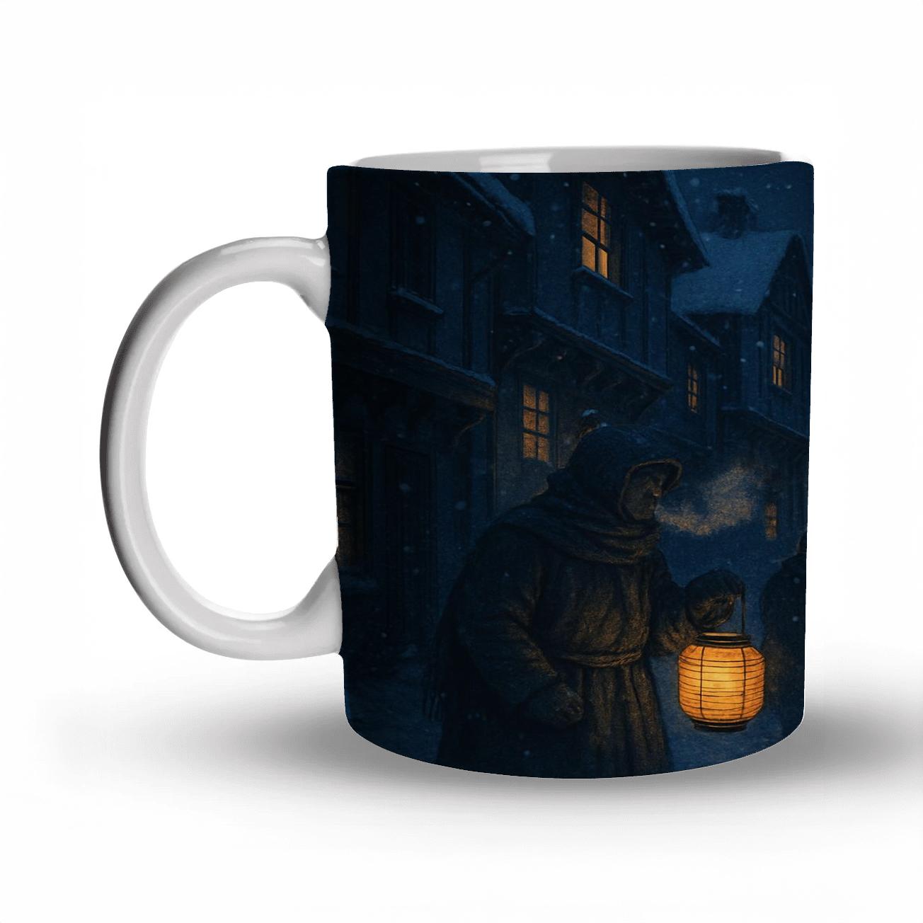 Midnight Winter Lantern Parade insulated thermal mugs