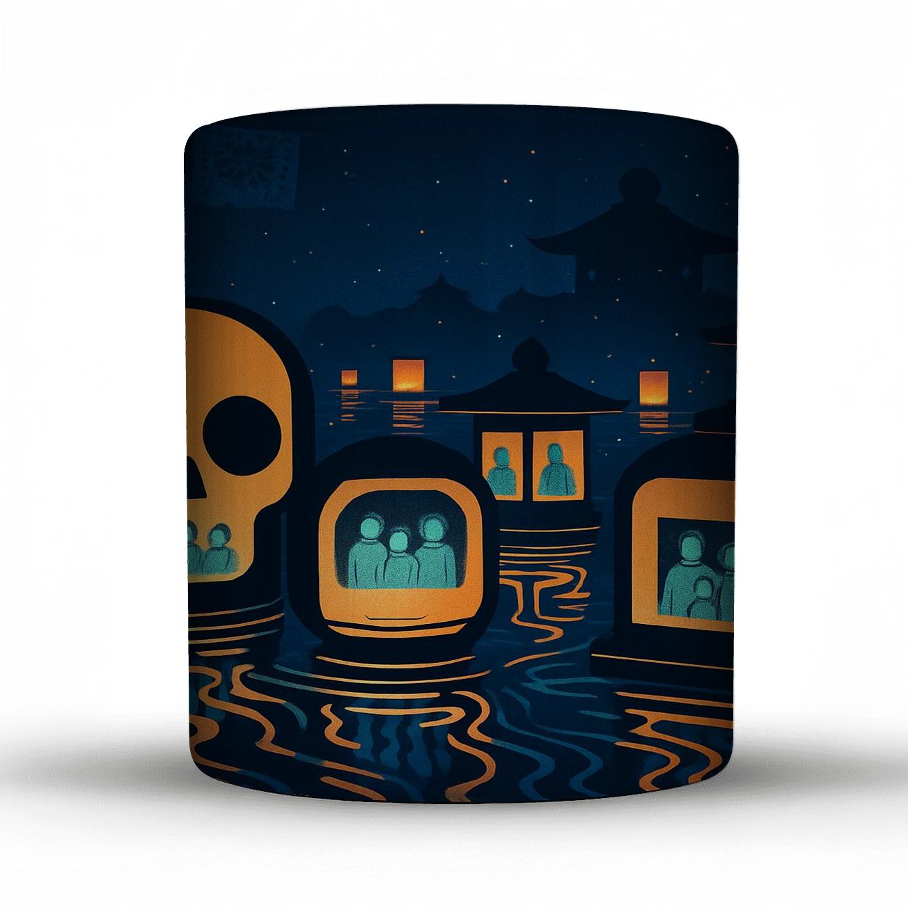 Quantum Lantern Procession Obon Meets Day Of The Dead travel mugs with handles