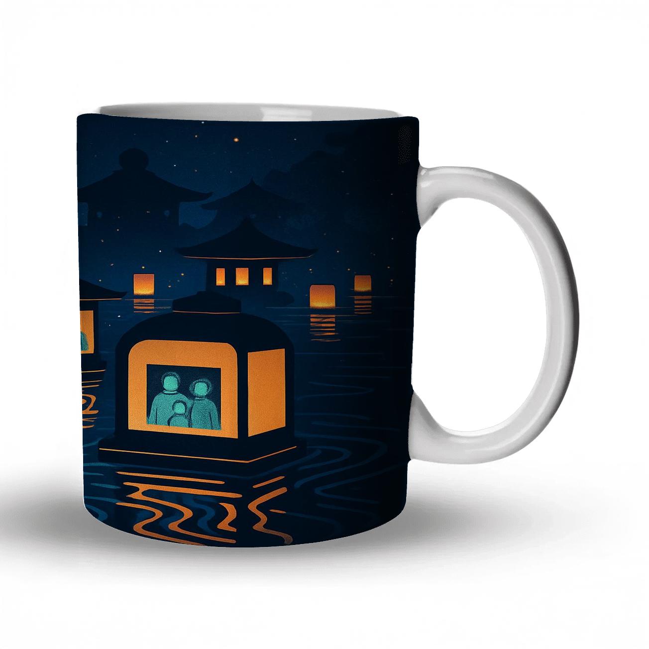 Quantum Lantern Procession Obon Meets Day Of The Dead travel mugs with handles