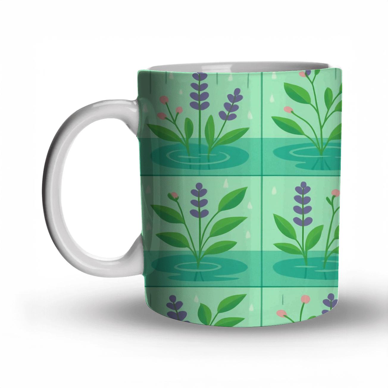 Spring Rain Garden Geometry insulated thermal mugs