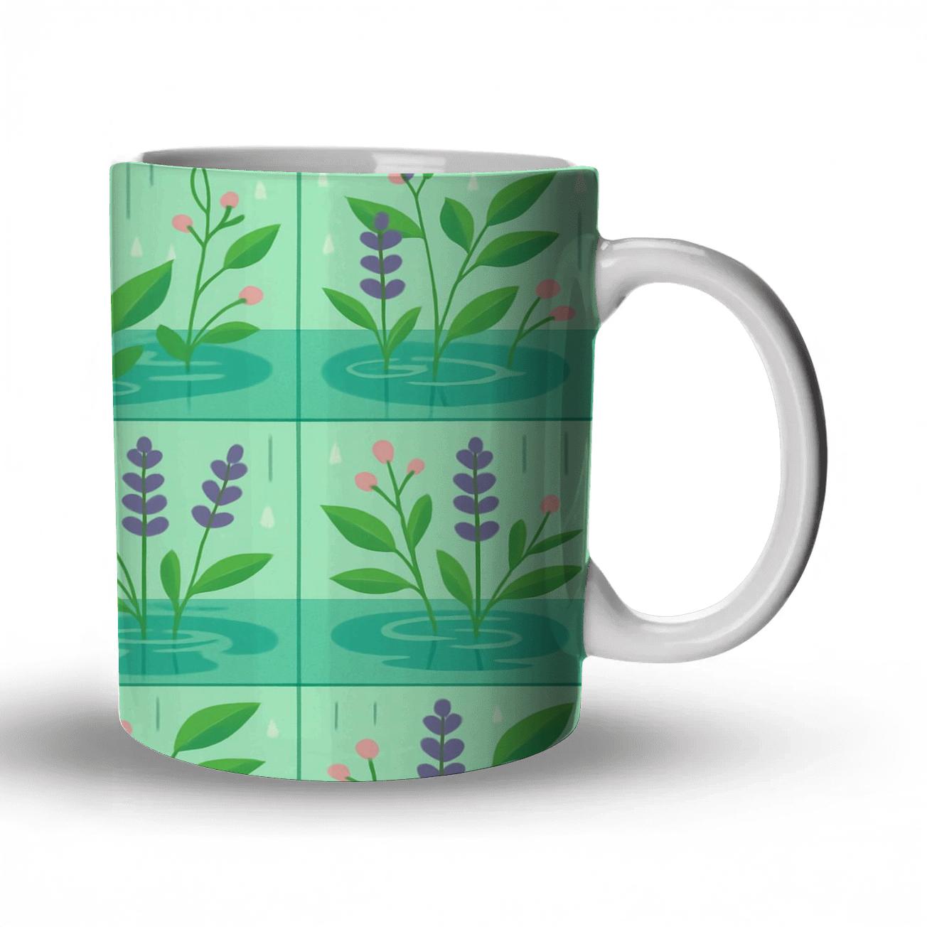 Spring Rain Garden Geometry insulated thermal mugs