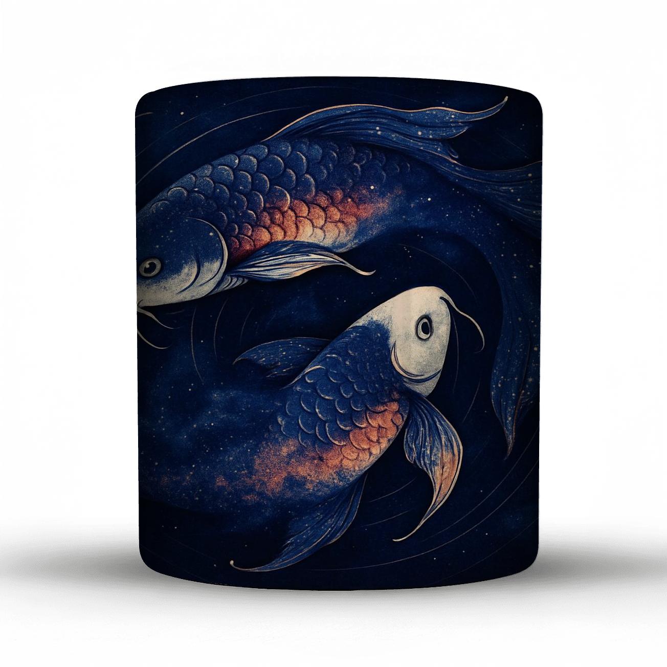 Koi Fish Nebula Spiral travel mugs with handles