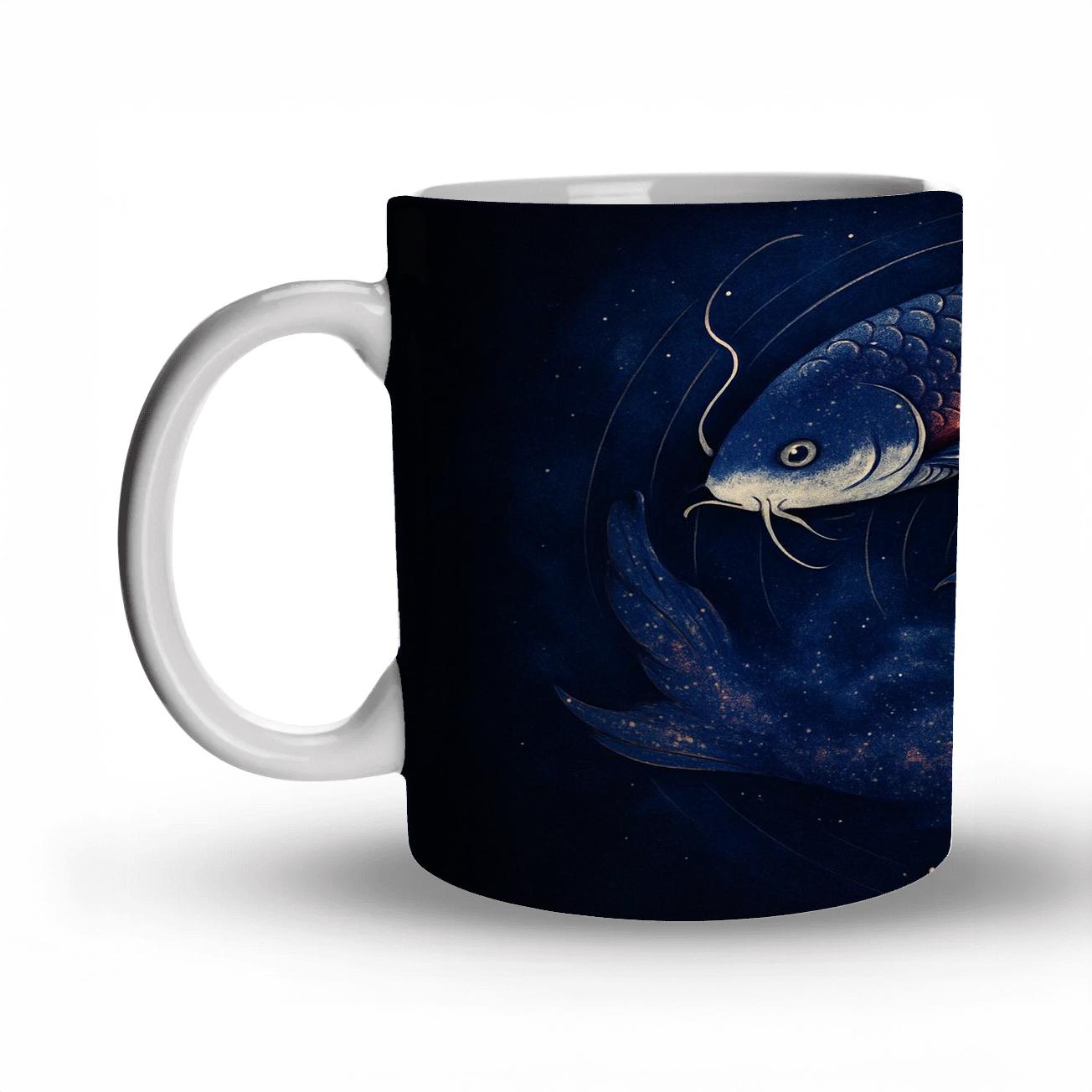 Koi Fish Nebula Spiral travel mugs with handles