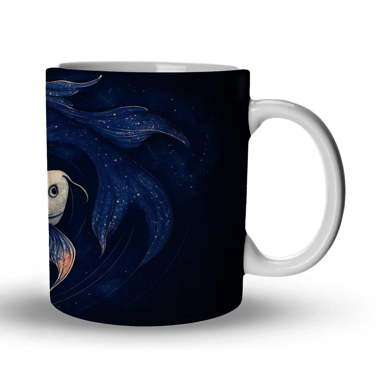 Koi Fish Nebula Spiral travel mugs with handles