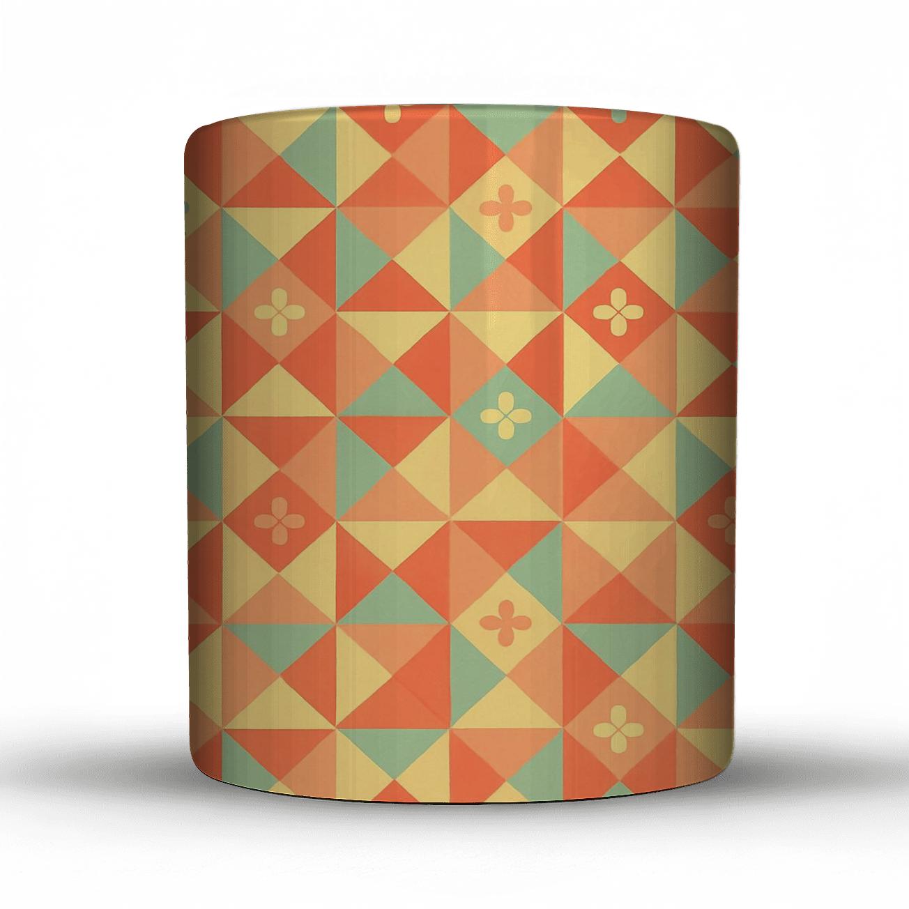 Citrus Mosaic Triangles With Mini Blossom Motifs premium drinkware mugs