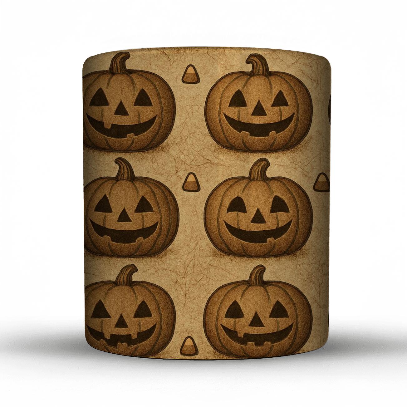 Vintage Jack O Lantern Pulp Grid premium drinkware mugs