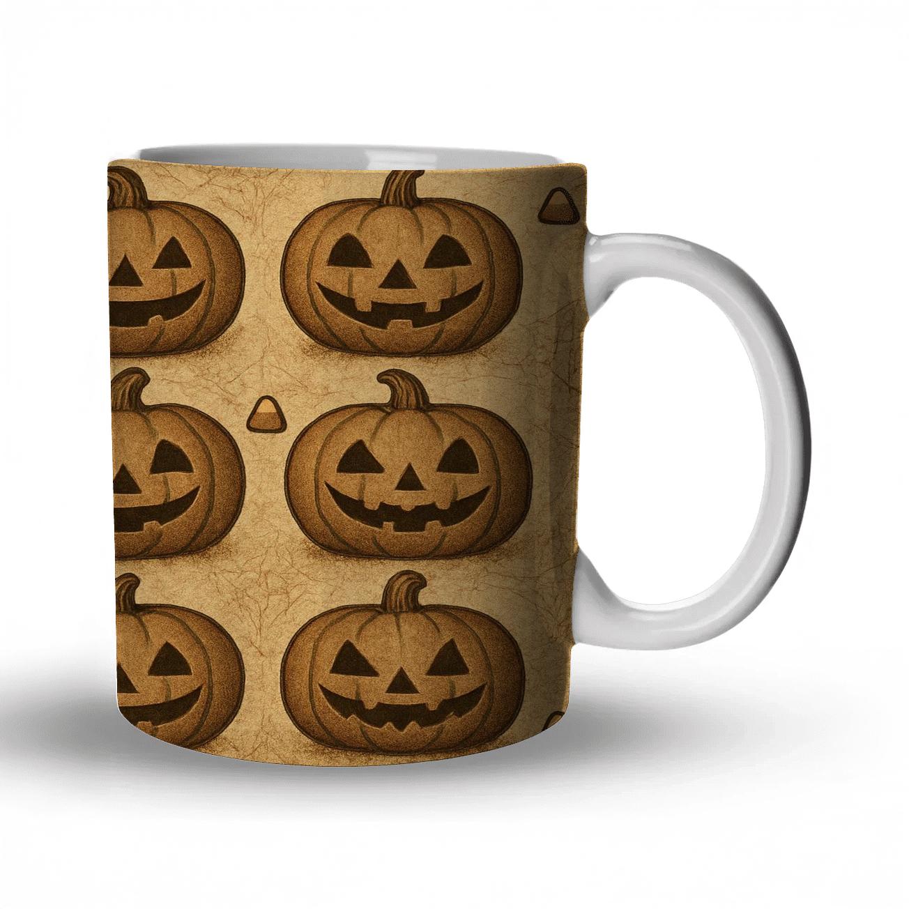 Vintage Jack O Lantern Pulp Grid premium drinkware mugs