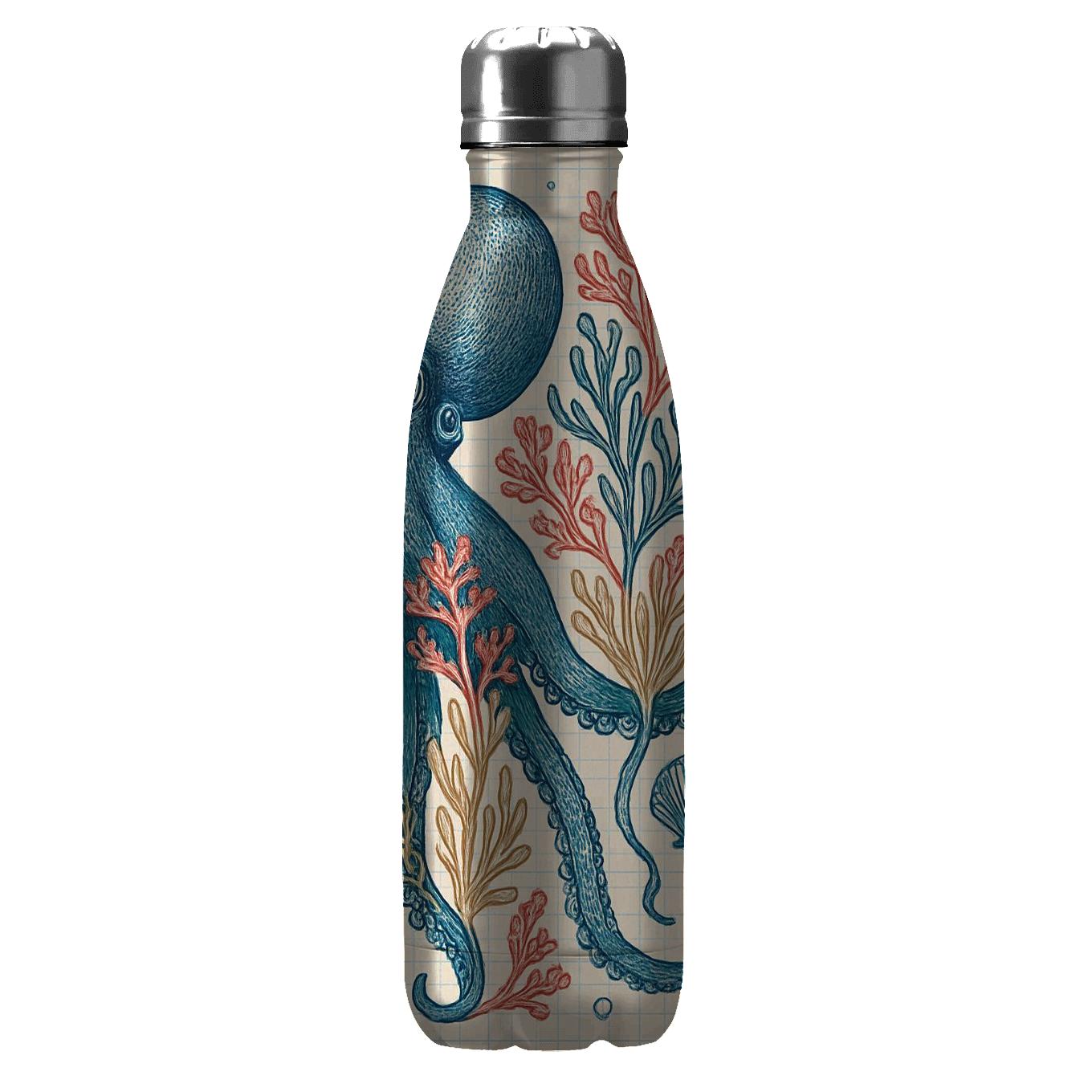 Coral Reef Octopus Blueprint Garden unique water bottles