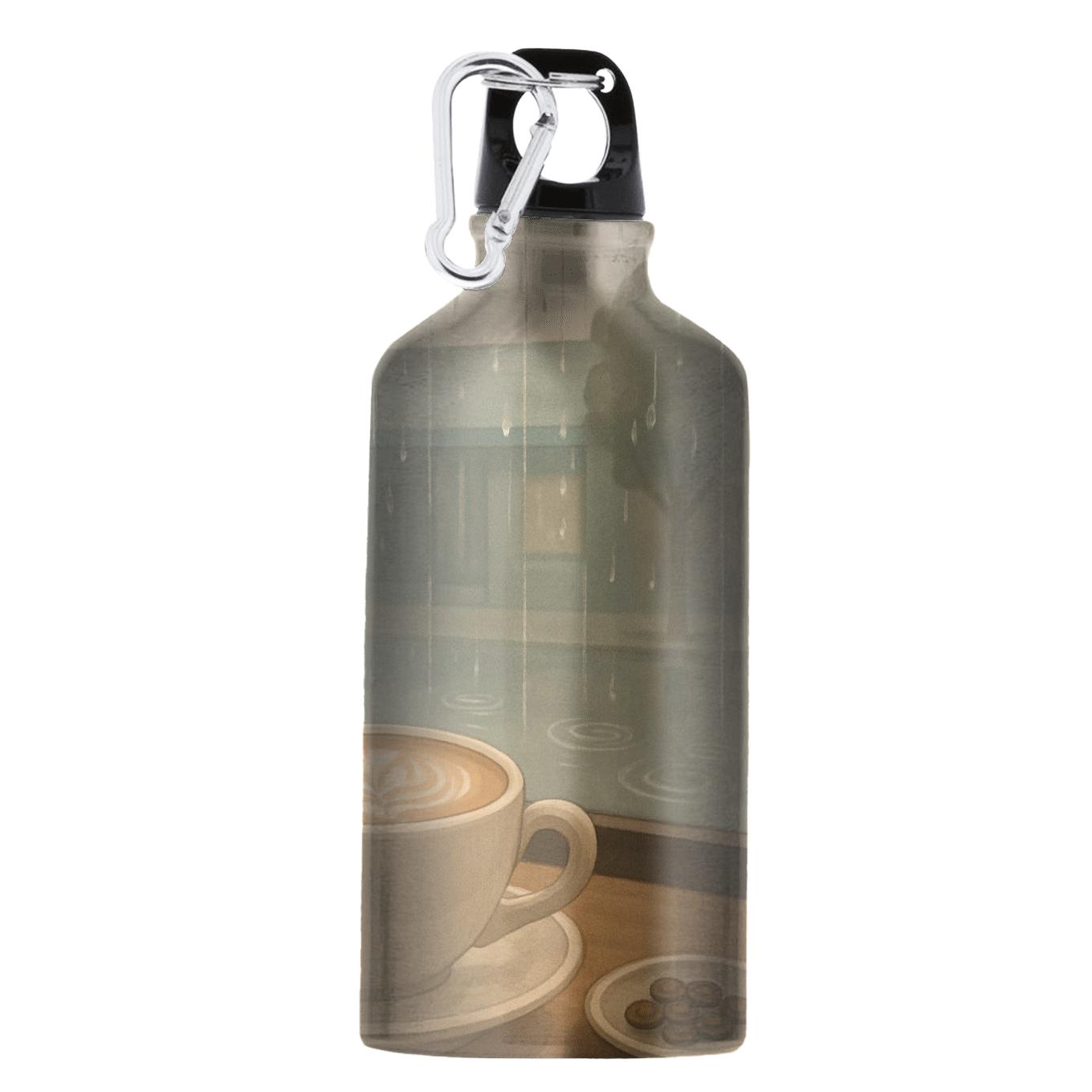 Cafe Window Rain And Latte Swirls athletic sports bottles