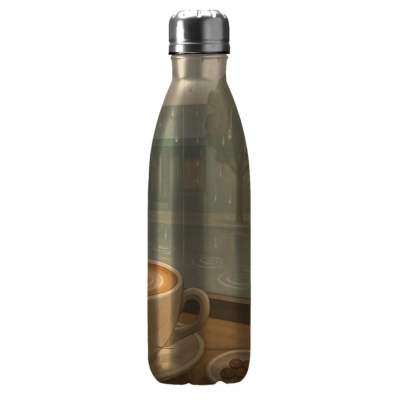 Cafe Window Rain And Latte Swirls travel water bottles