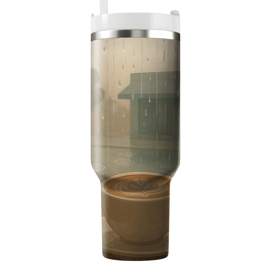 Cafe Window Rain And Latte Swirls insulated tumblers