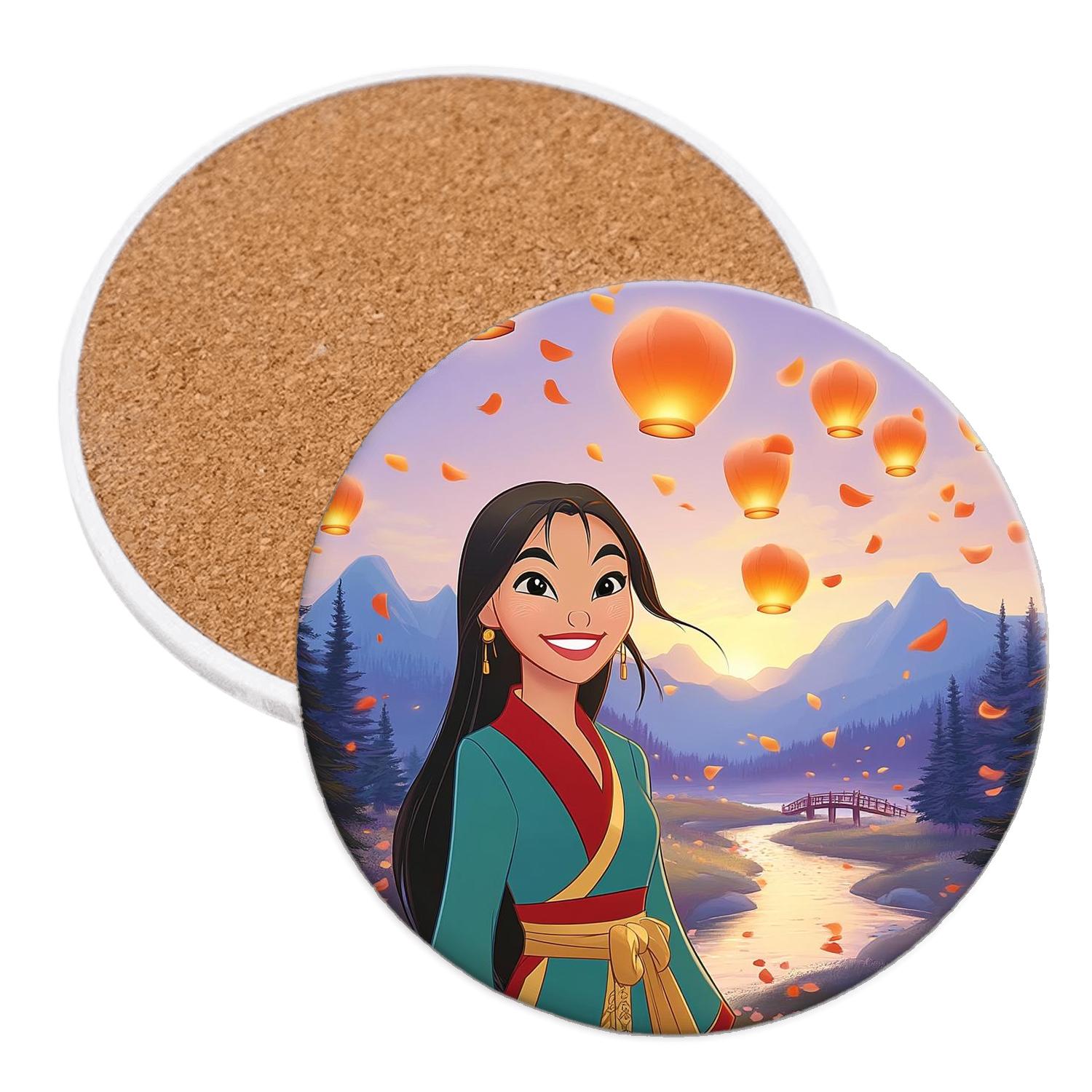 Mulan Lantern Valley Adventure Disney Inspired absorbent drink coasters