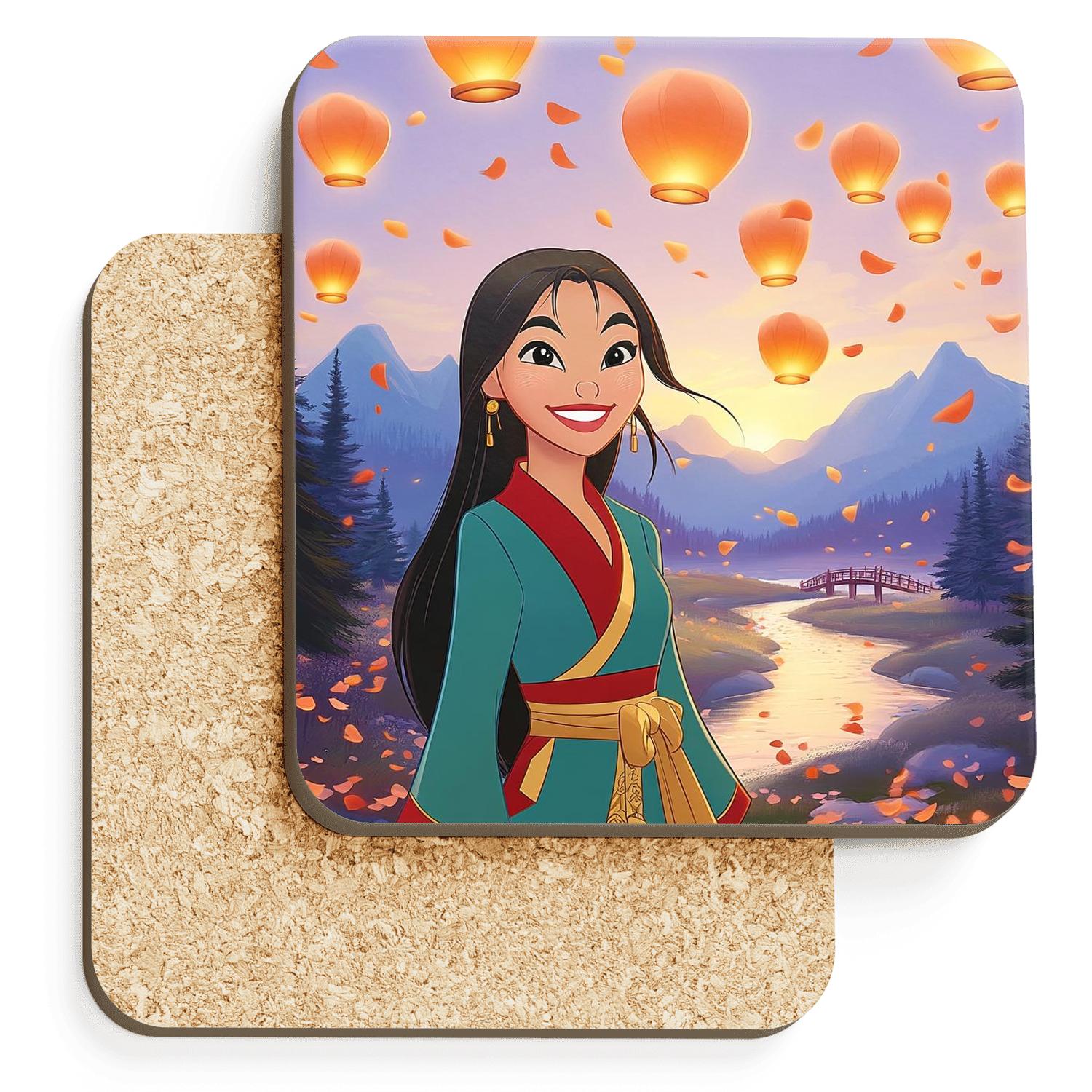 Mulan Lantern Valley Adventure Disney Inspired wooden table coasters