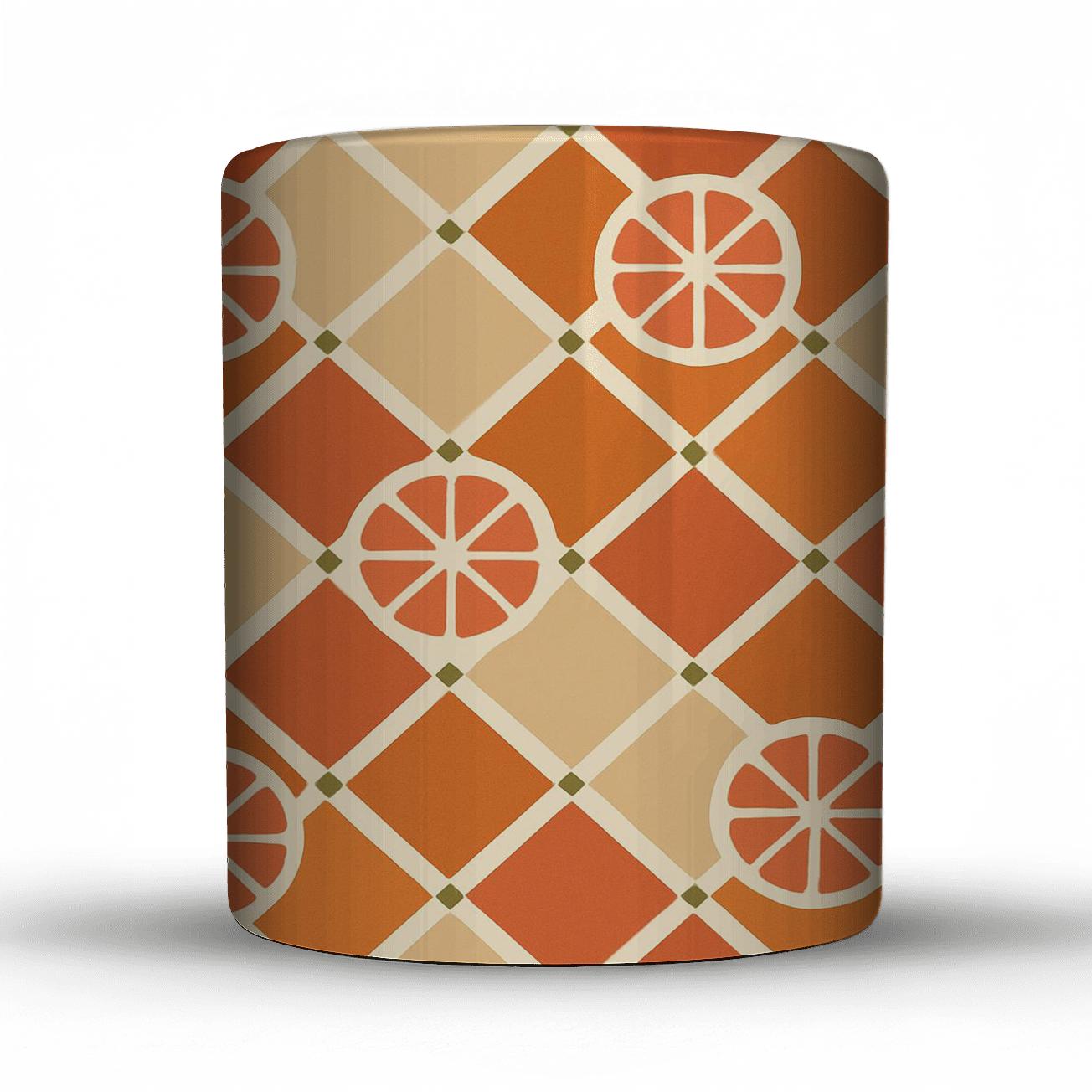Terracotta Citrus Lattice insulated thermal mugs