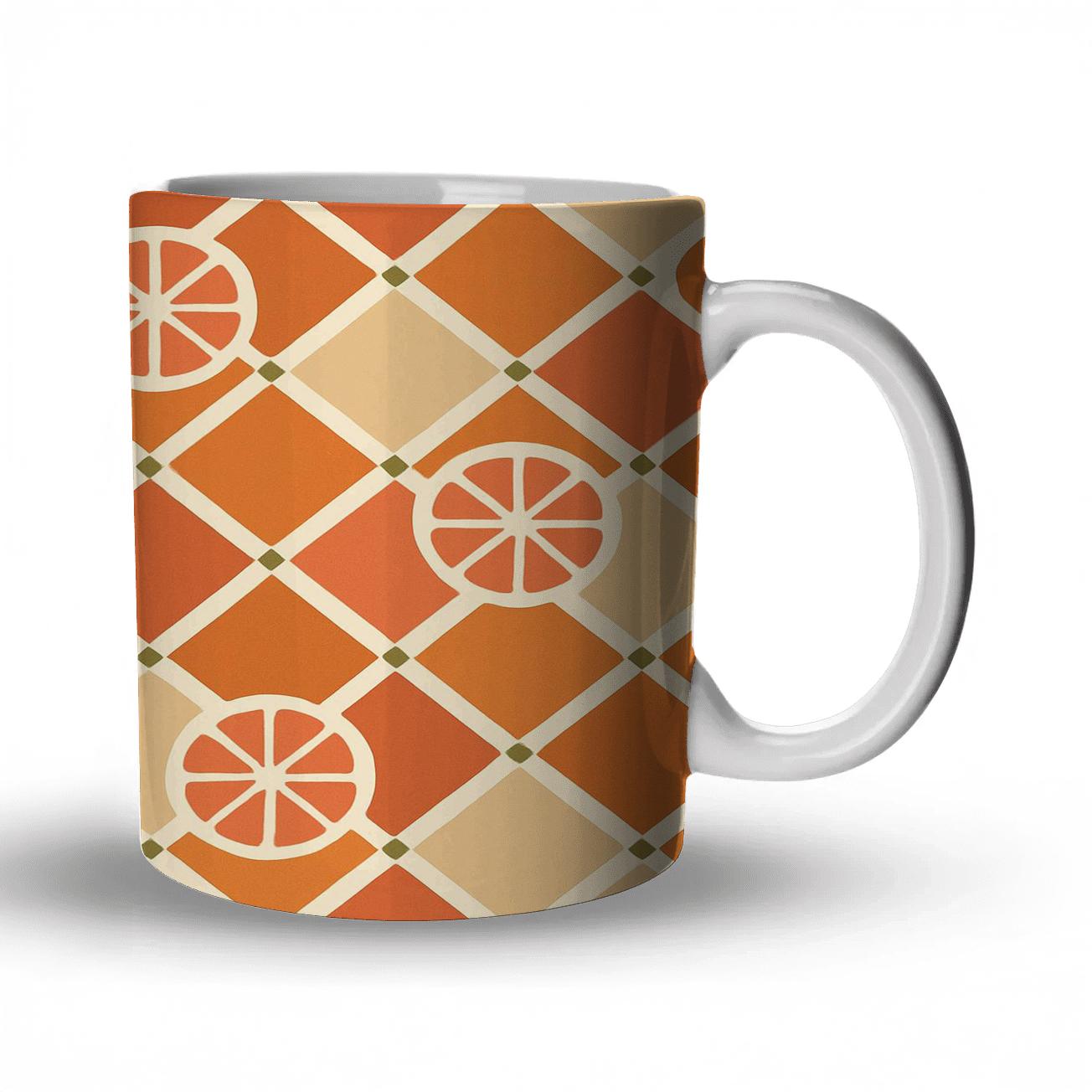 Terracotta Citrus Lattice insulated thermal mugs