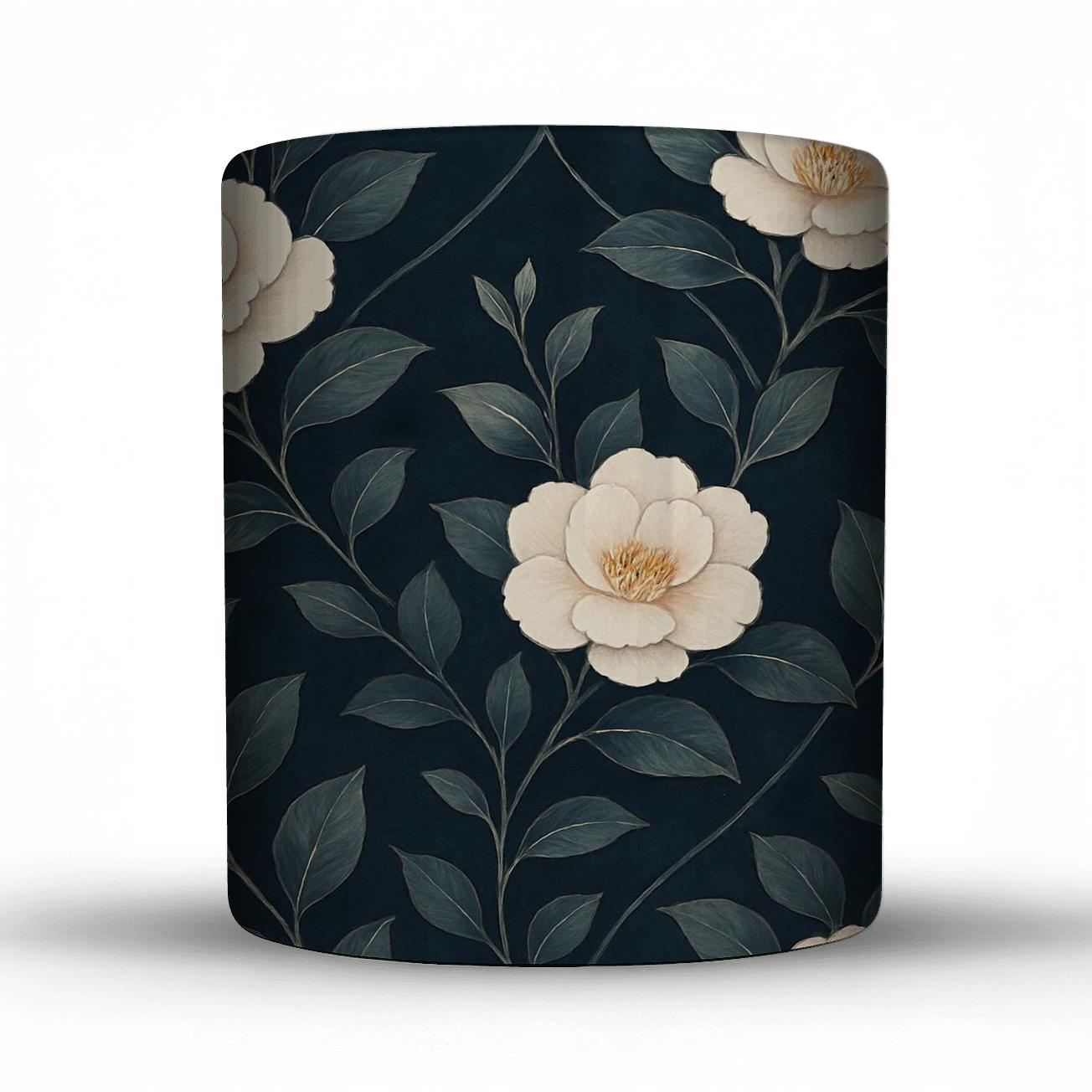 Moonlit Camellia Lattice ceramic coffee mugs