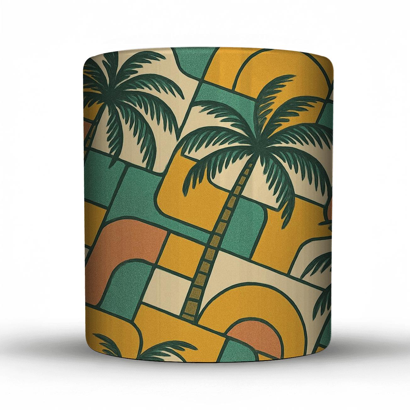 Sunbaked Palm Breeze Geometry insulated thermal mugs
